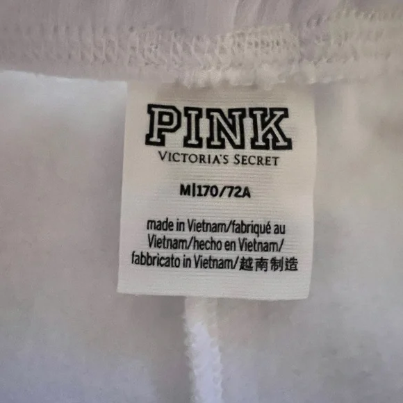 NWOT PINK Victoria’s Secret White Everyday Lounge Boyfriend Logo Pant Size M - Picture 7 of 8